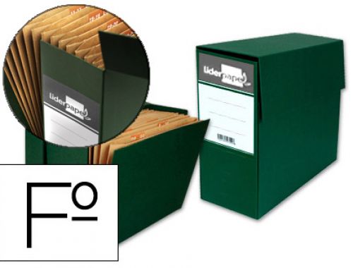 Caixa de transferencias com fole formato folio verde , Liderpapel , 39836 , 8436013250750